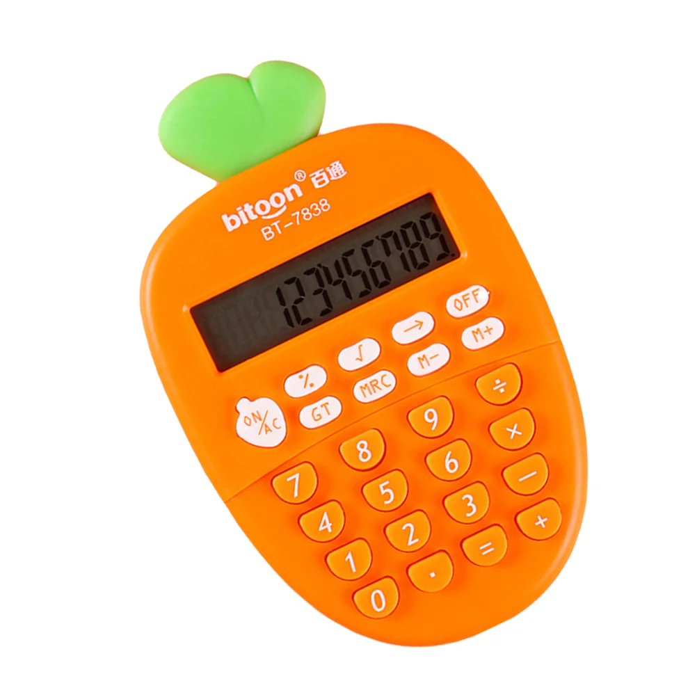 

Orange Calculator Portable Electronic Cute Clear Display Carrot Shape Lightweight