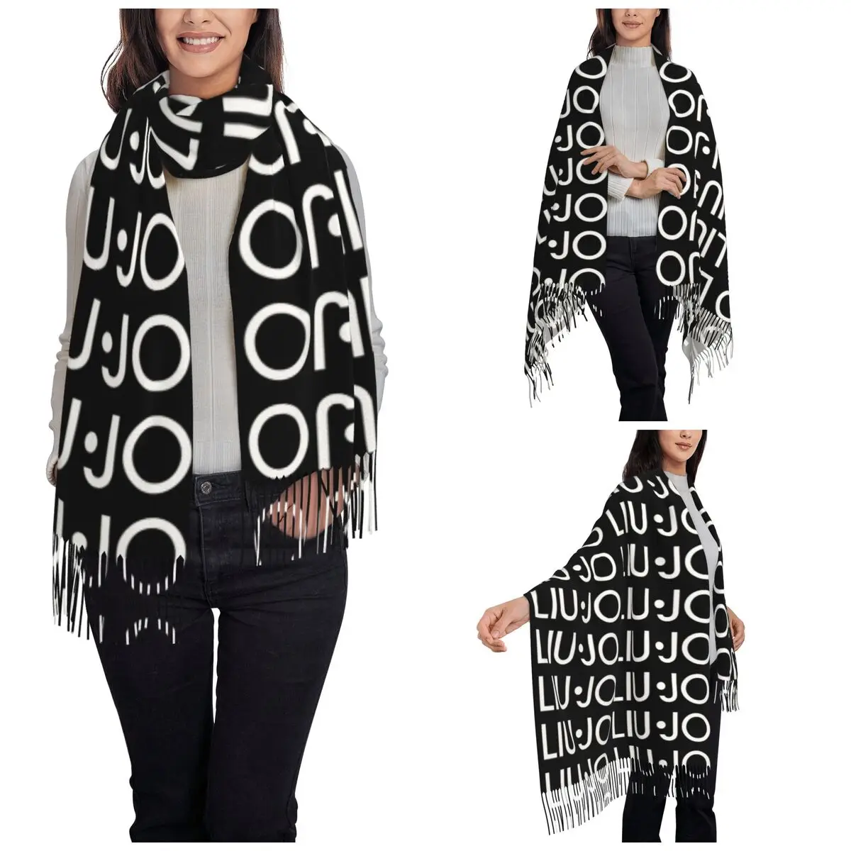 Liu Jo Shawl Wraps Women Winter Large Long Scarf Pashmina Tassel Scarves