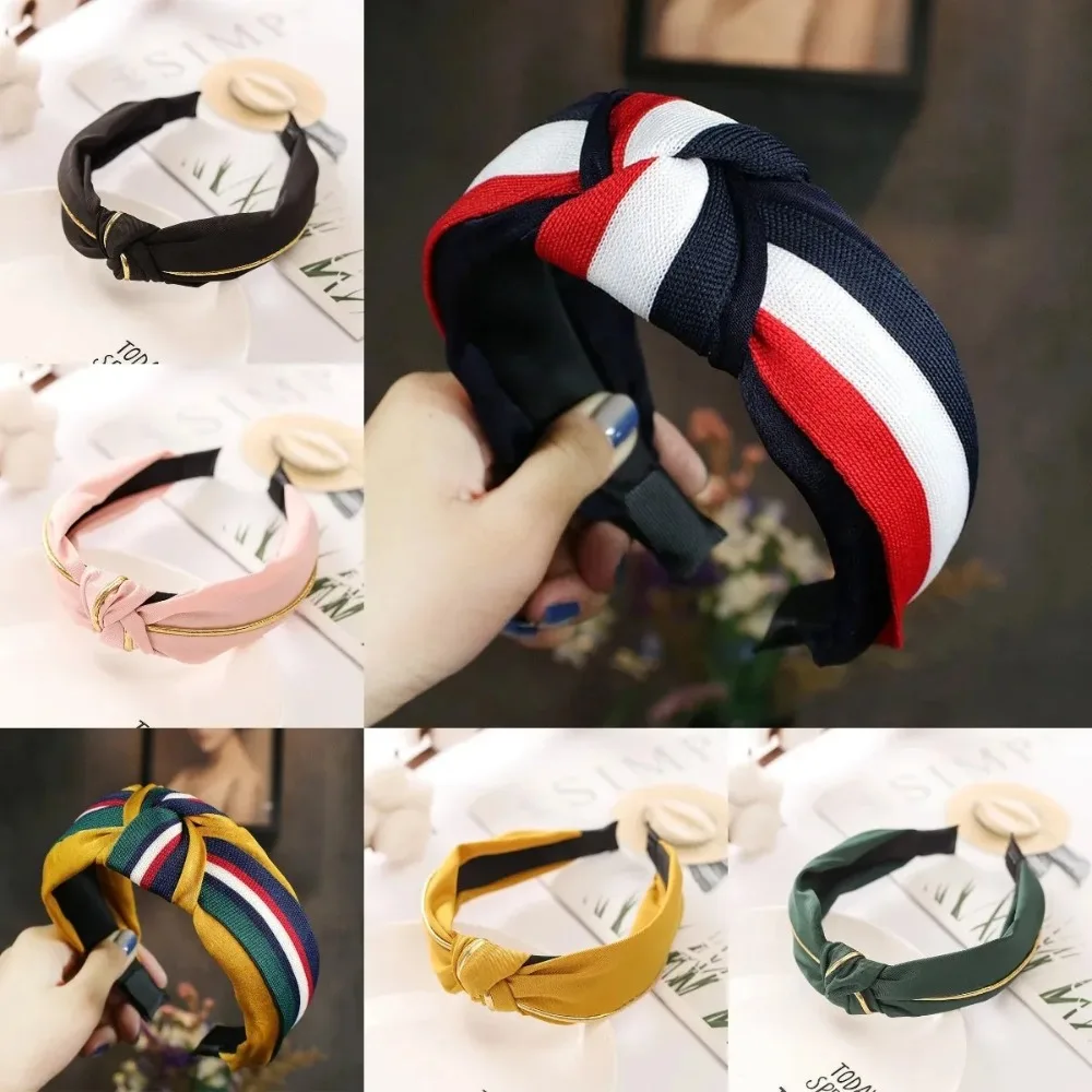 

High Crown Bow Headband Two-Tone Metallic Cross Knot for Women Daily Commute Elegant Luxury Accessories