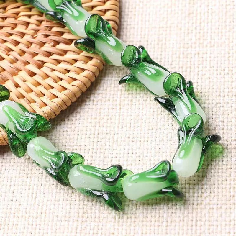 Glass Straight Hole Chinese Cabbage Beads DIY Necklace Bracelet Earrings Accessories