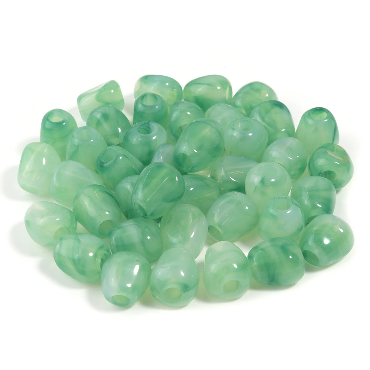 40 stuks 13x14mm onregelmatige dubbele kleuren acryl kralen imitatie jade steen losse kralen voor sieraden maken DIY armbanden sleutelhanger