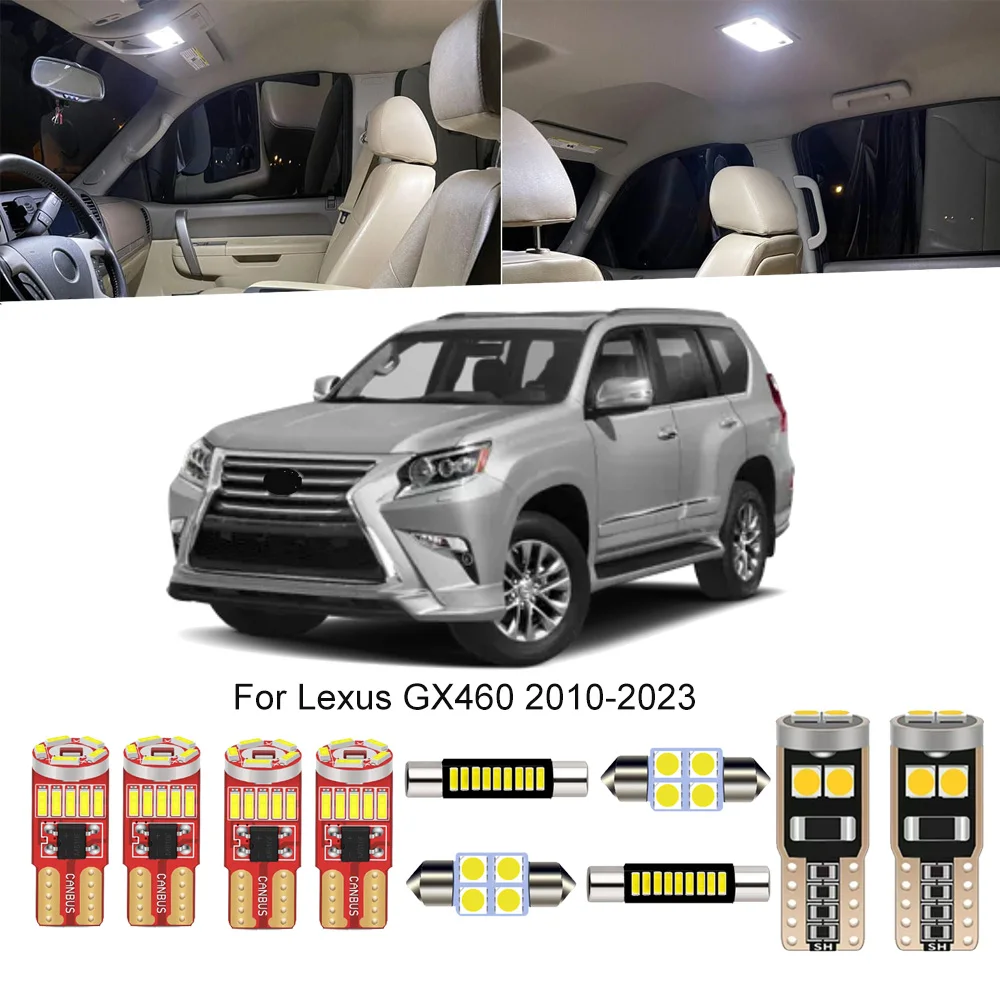 

Комплект светодиодного внутреннего освещения Canbus Canbus для Lexus GX460 2010-2023, светодиодные лампы, купольная лампа для внутреннего освещения багажника