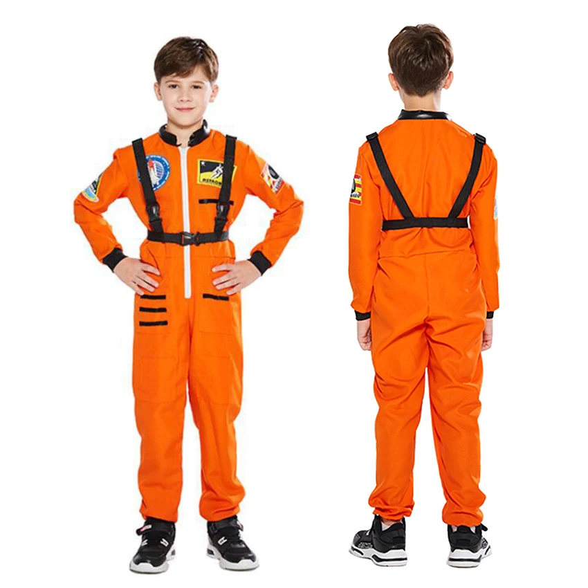 

Space Pilot Suit Astronaut Uniform Cosplay Anime Halloween Costumes for Kids Spacesuit Jumpsuits Party Dresses Disguise Clothes