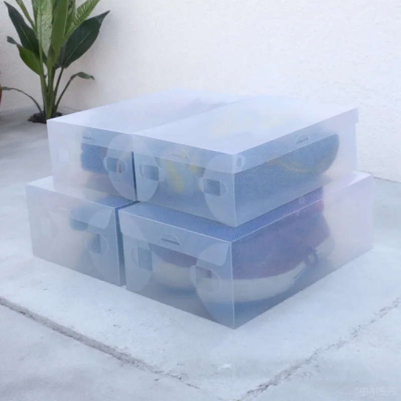 

6pcs 28X18.5X9.5Cm Clear Plastic Shoe Boxes Stackable Shoe Storage Organizers For Women Pp Shoebox Cases