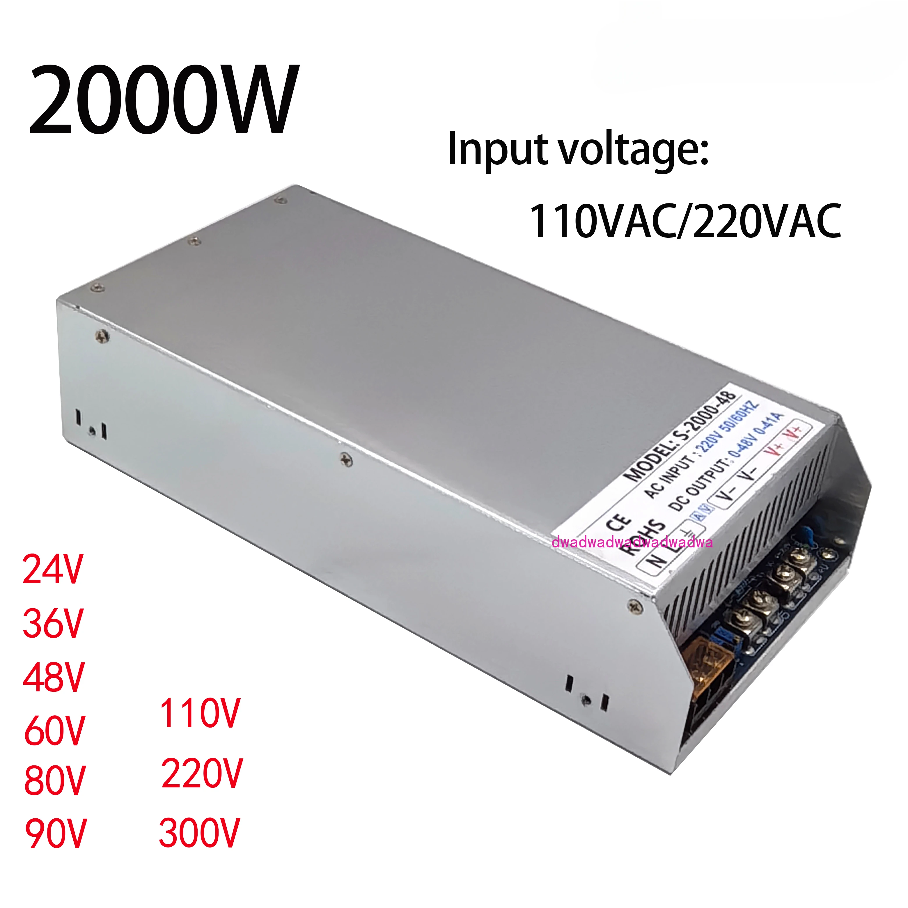 New 2000W Switching power supply Output Voltage 24V 36V 48V 60V 70V 80V 90V 110V 220V 300V Voltage and