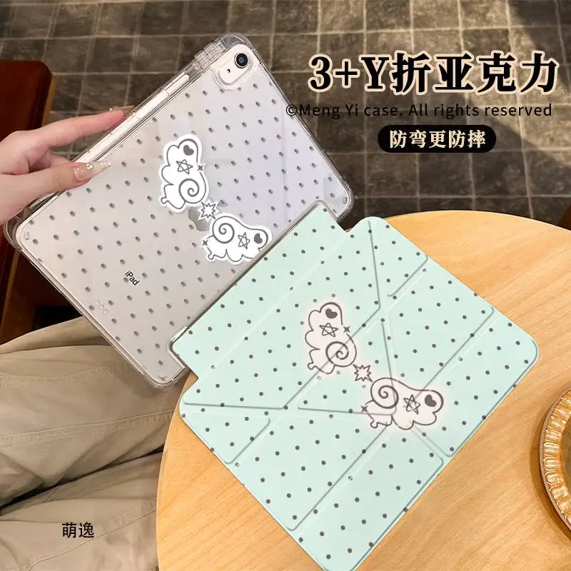 Magic Wave Dots Wings Tablet Case For iPad Pro 11 13in 2025 iPad Pro 12.9in Air7 10th 11th M4 M5 3Y Folding Protective Cover