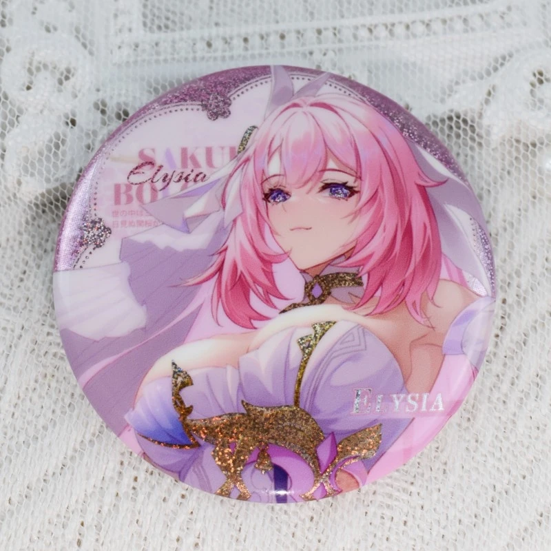 

Anime Honkai: Star Rail Elysia Cosplay Cartoon Acrylic Stand Model Tabletop Double Flash Badge Brooch Pins Decoration Gifts