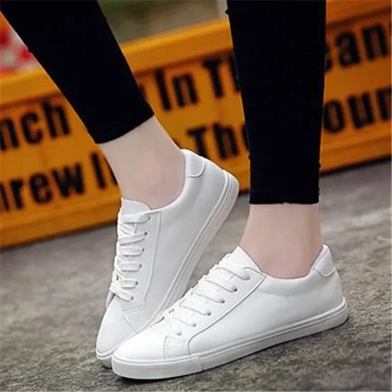 New Fashion Sneakers Women Shoes Ladies Casual Loafers Lace-Up White Sneakers Woman Vulcanize Shoes Flats Student Sports Shoes