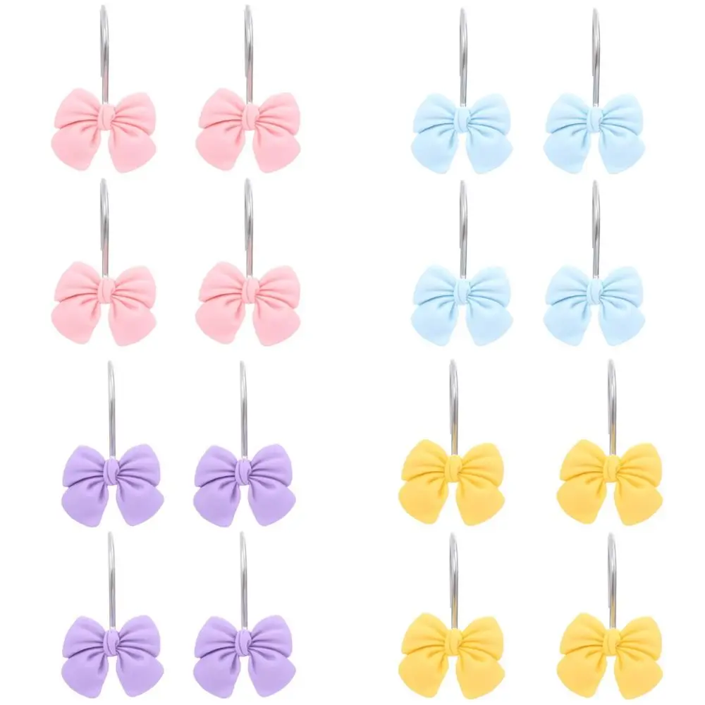 12 ชิ้นผีเสื้อโบว์ผ้าม่านอาบน้ําตะขอเรซิ่นสนิม Rolling ผ้าม่านแหวนเลื่อนฟรีกันน้ํา