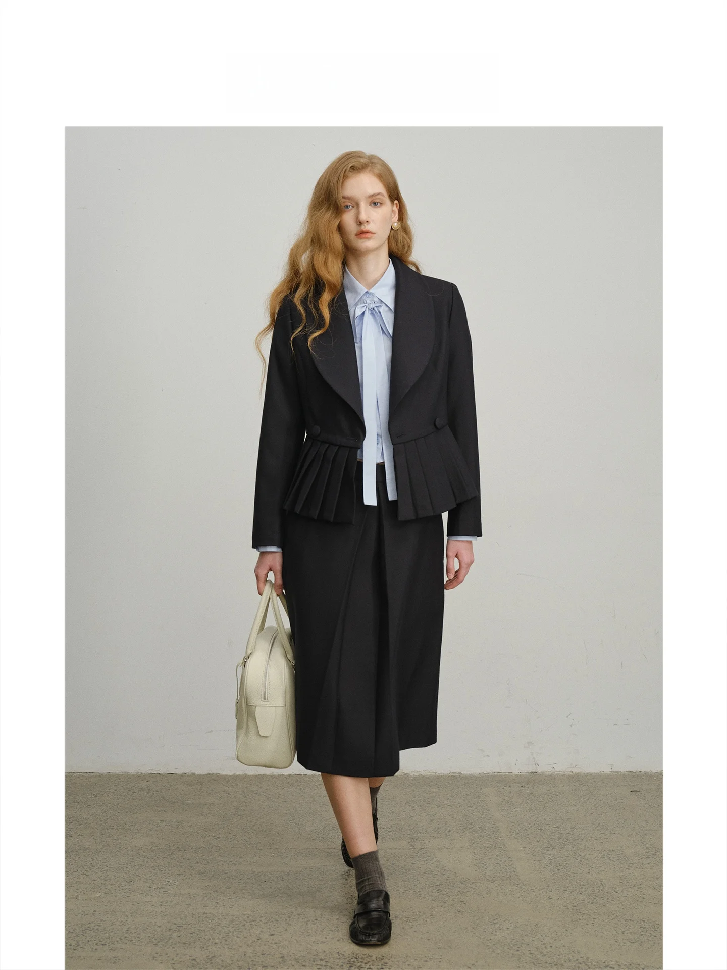 

Элегантный костюм-двойка Havehas: пиджак и юбка из шерстяной смеси с плиссировкой, для деловых встреч и повседневной носки, женская мода