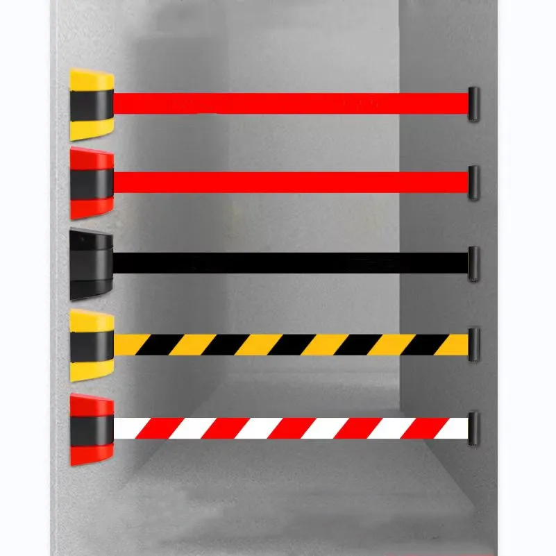 2M/5M/10M Safety Warning Tape Wall-Mounted Telescopic Belt Black and Yellow Warning Line Corridor Isolation Belt