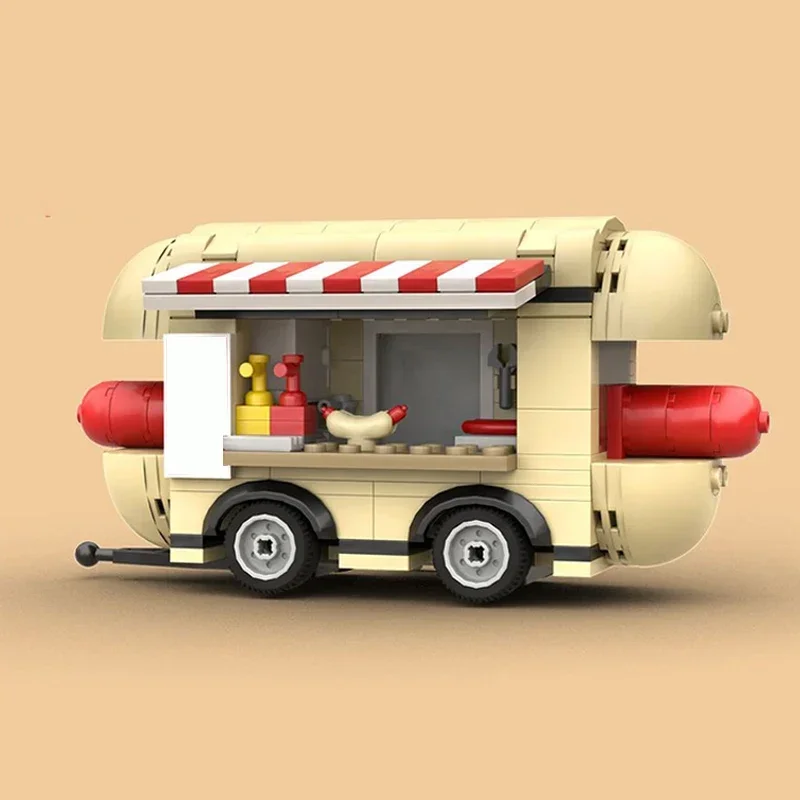 Décennie s de construction MOC Street View pour enfants, modèle Hot Dog, camion de restauration rapide, briques techniques, assemblage de bricolage, jouets célèbres, cadeaux de vacances