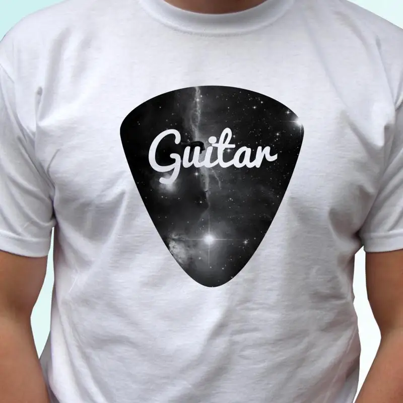 Guitar Pick white t shirt retro rock music acoustic melody design art all sizes