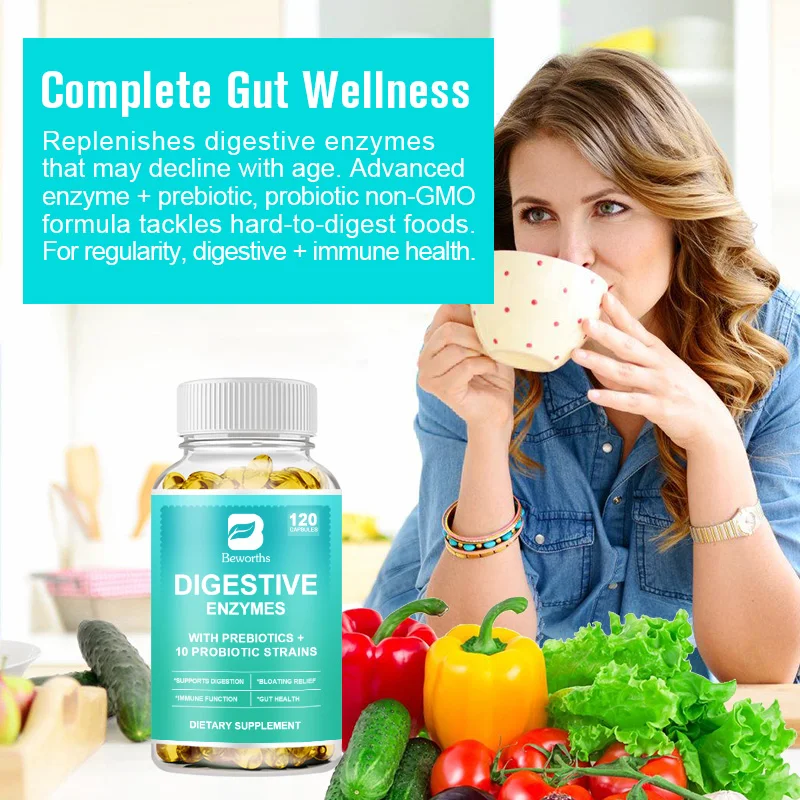 BW Digestive Enzymes Capsule Beneficial Bacteria Immune System & Healthy Digestive,Gas & Bloating Relief for Women & Men