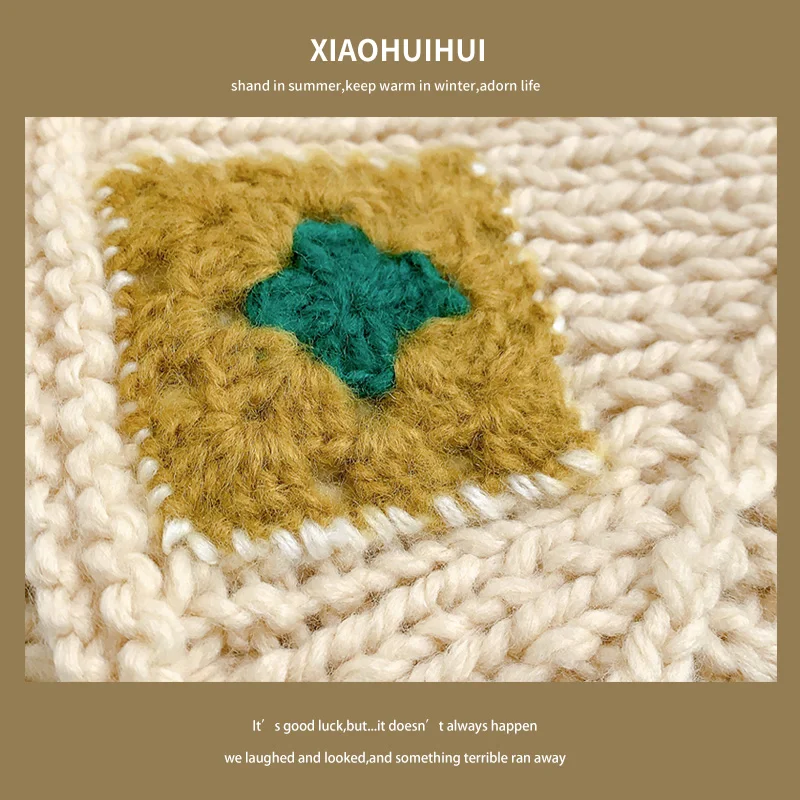 Korea new retro handmade lace-up knitted triangular headscarf women autumn winter warm earmuffs ear protectors wool headband