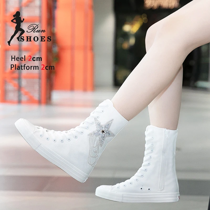 Black Canvas Shoes For Women Casual Short Boots 2024 New Ladies Outdoors Sports Sneakers Zipper Lace Up Spring Autumn Woman Flat