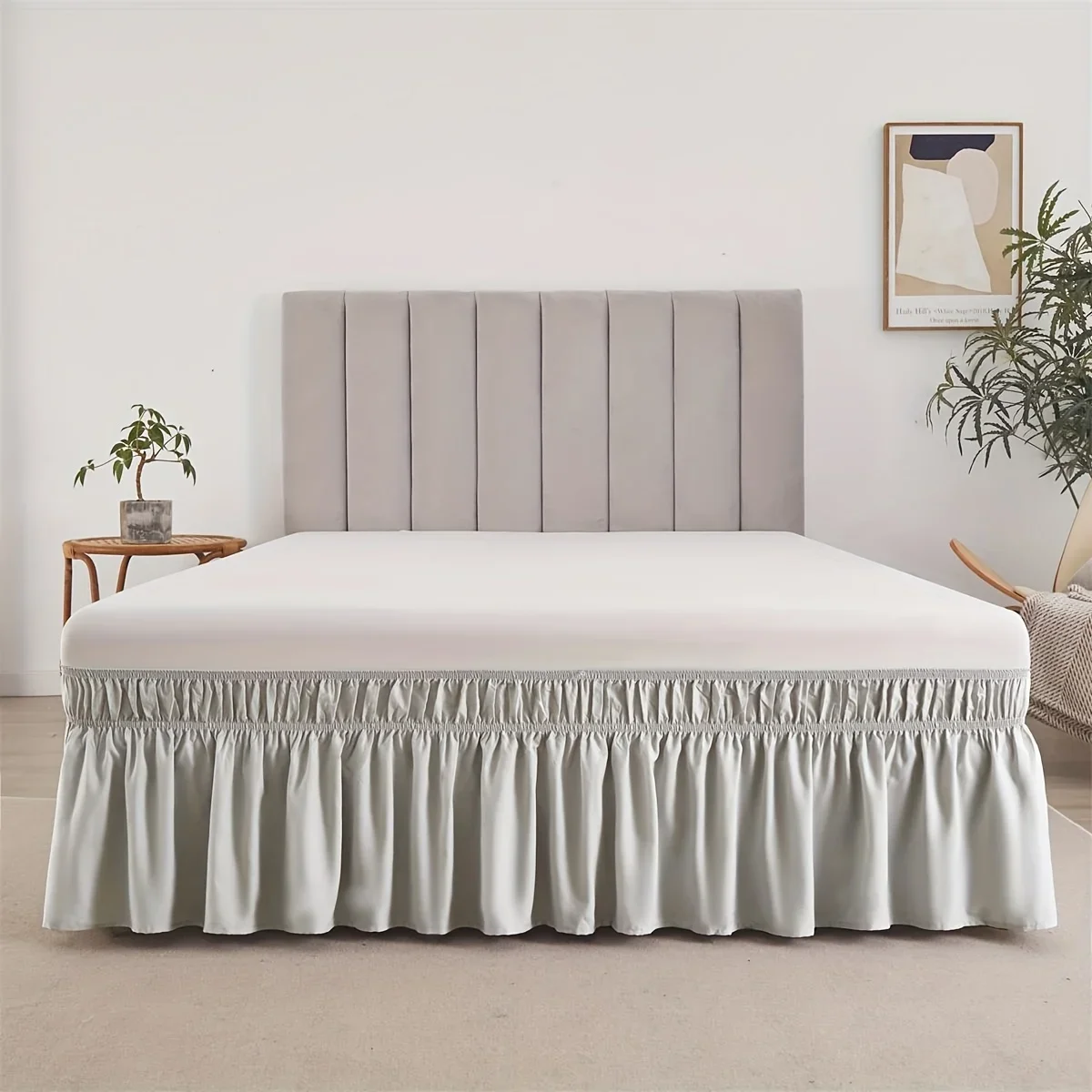 1pc Adjustable Elastic Bed Skirt, Double Elastic Ruffle Ultra Soft, Comfortable, Breathable, Wrinkle-Resistant, Bed Skirt