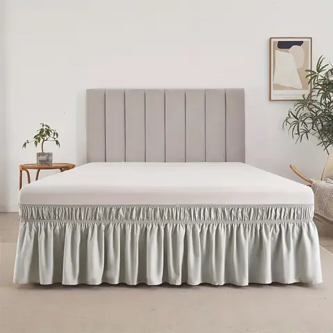 1pc Adjustable Elastic Bed Skirt, Double Elastic Ruffle Ultra Soft, Comfortable, Breathable, Wrinkle-Resistant, Bed Skirt