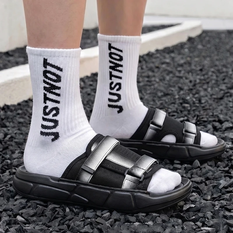 Youth Simple Trend Men Sandals Smooth Minimalist Lines Light Thin Construction Breathable Footwear School Daily Casual Matching