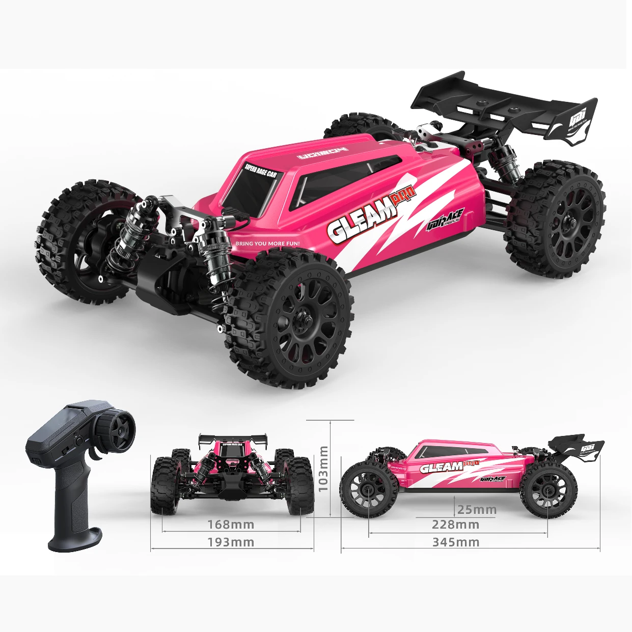 UDIRC 1/12 Scale 4WD All Terrain Desert Off-Road Truck Brushless Short Course Truck Ultra Fast RC Car Built-in Gyro&Center Diff