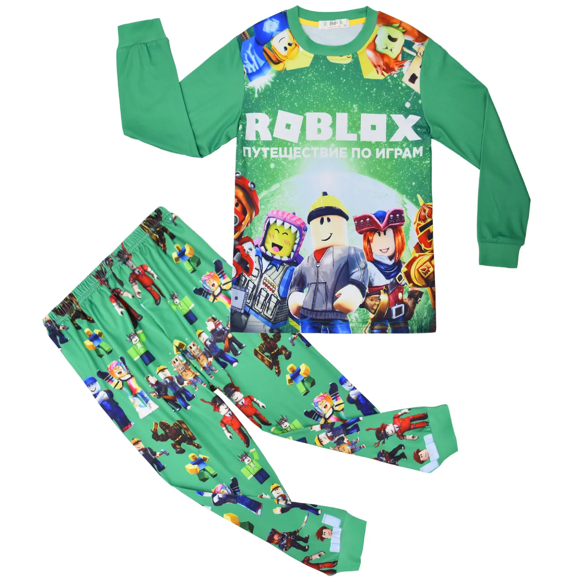 Game Roblox Clothing Middle and Big Kids Homewear Suit Long-sleeved Two-piece Pajamas Birthday Gift For Girls Kids Boys