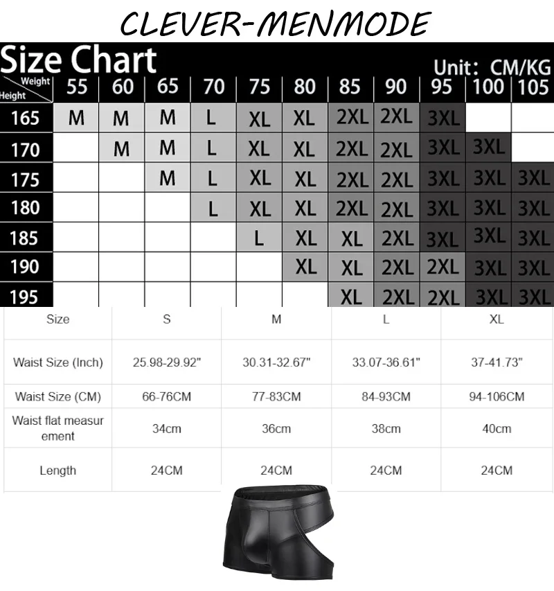 Hot Men Hollow Boxers Male Underwear Faux Leather Open Butt Bottoms Performance Club Wear Underpants Backless Boxer Shorts