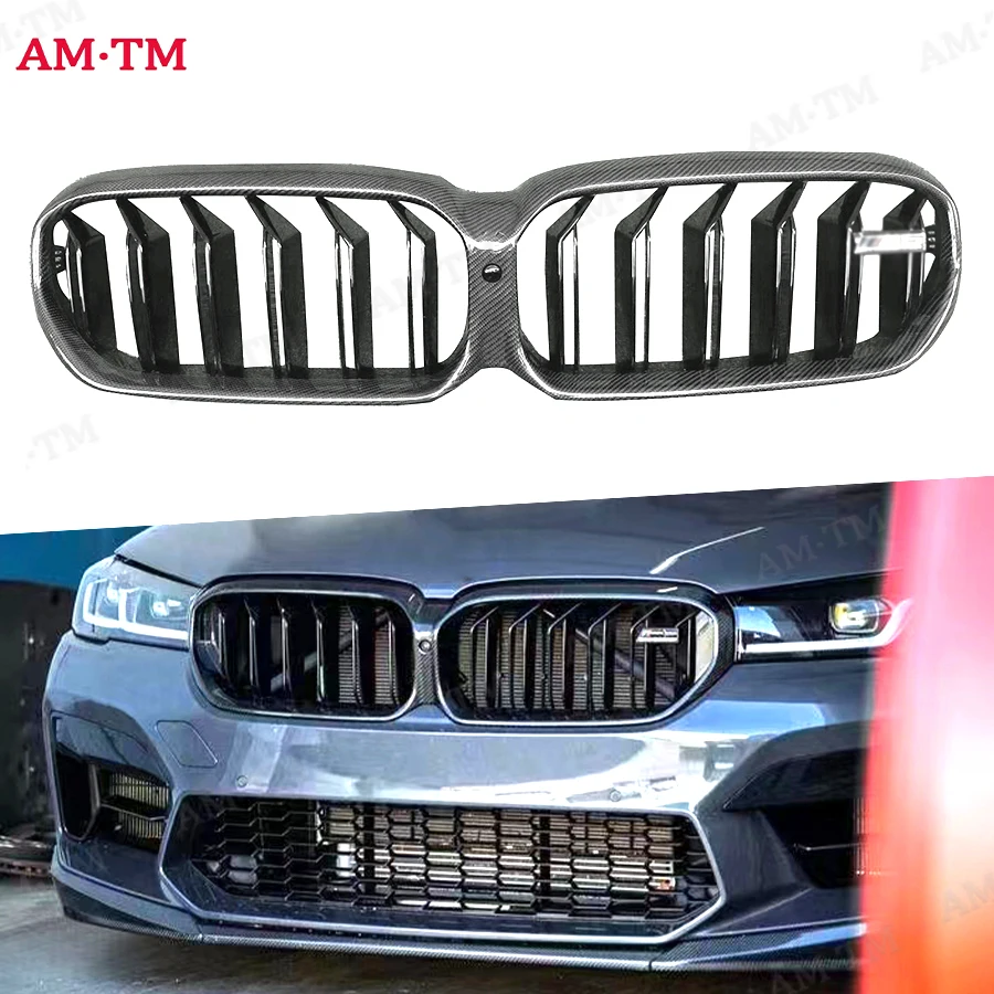 

Сухой карбоновый волокно для BMW серии 5, M5 F90 G30 G38, передний бампер автомобиля, решетка, крышка, подходит для кузова