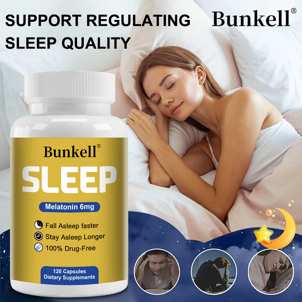 

Bunkell Melatonin Capsules - Insomnia Relief Thin Belly Weight Loss Supplement Melatonin Healthy Sleep Stress Relief