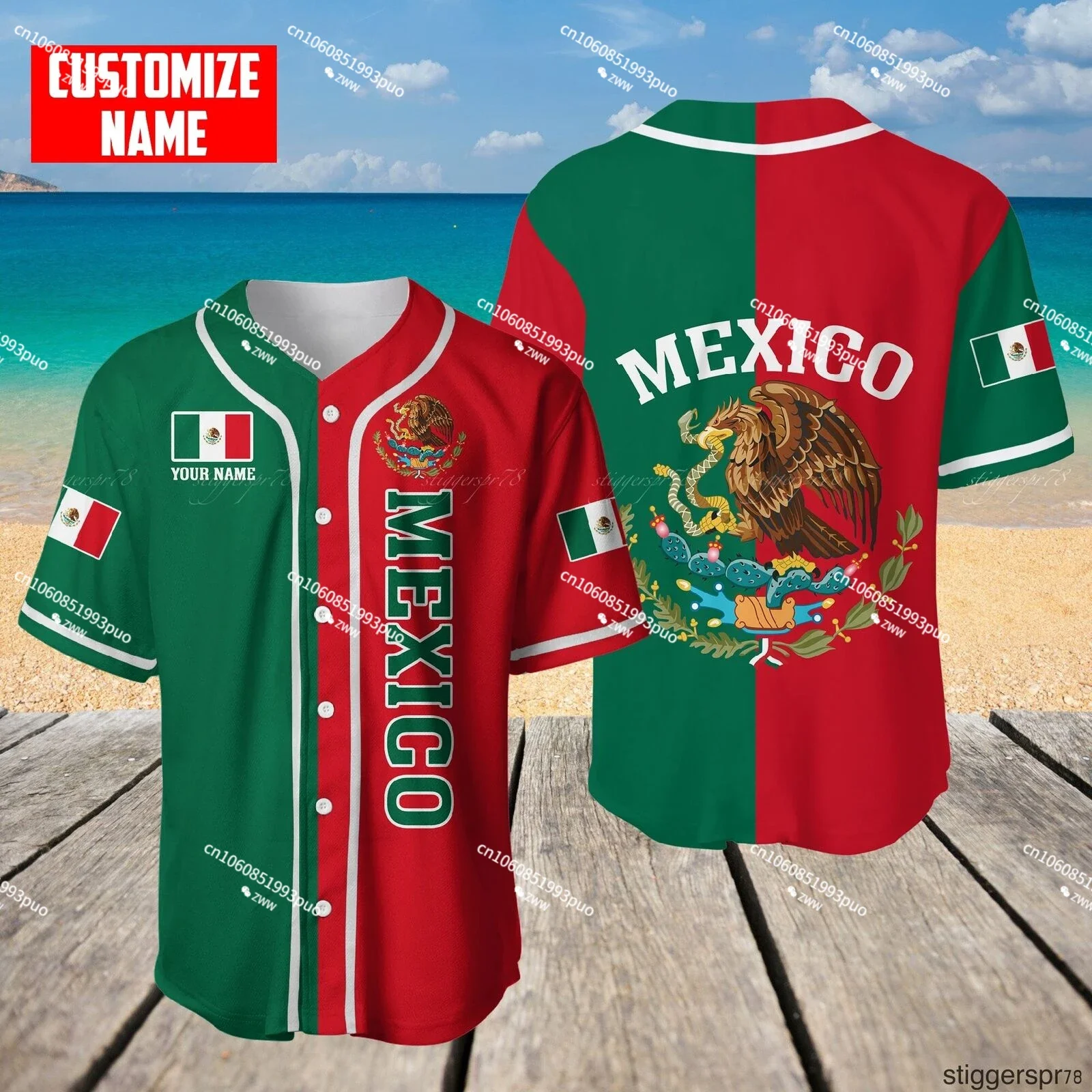 Custom Name Love MEXICO Country Mexican Aztec 3D Printed Baseball Jersey Summer Shirt Men's Tops Tee Streetwear-6