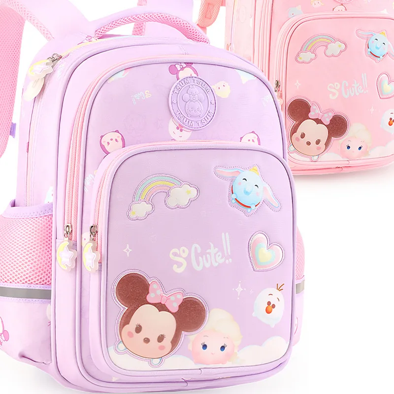 2023 Disney Tsum School Bags For Girls Primary Student Shoulder Orthopedic Backpack Large Capacity Water Proof Kids Gift Mochila