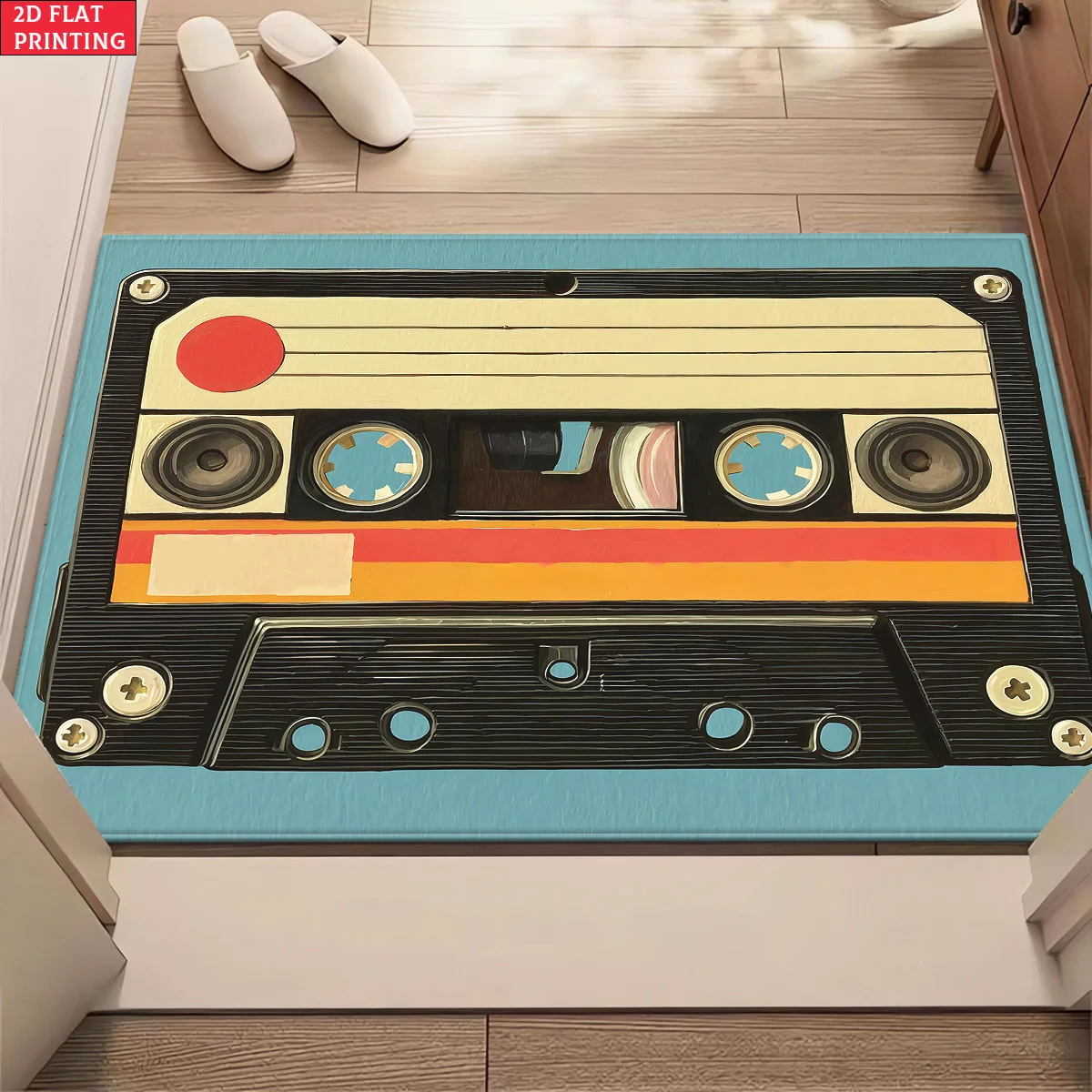 Boho Stereo Rug Music Lover Washable Retro Cassette Player Mat Polyester Area Rug Decor Hallway Runner Vintage Art Print Carpet