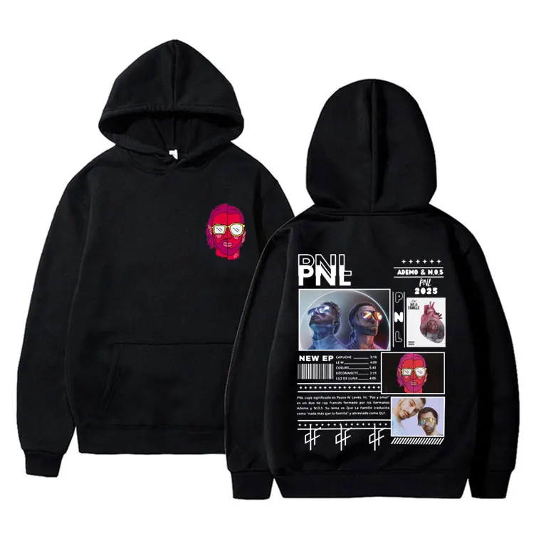 

French Rapper PNL Album Le Monde Chico Graphic Hoodie Men Hip Hop Vintage Sweatshirt Men's Oversized Hooded Pullover Streetwear