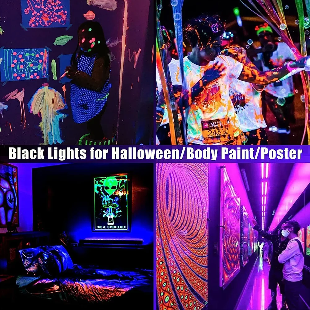 10W UV Purple Black Light 365nm 395nm UV Strip Lamp LED Tubes Glow Light Ultraviolet Lamp For Halloween Glow Party Stage DJ Club