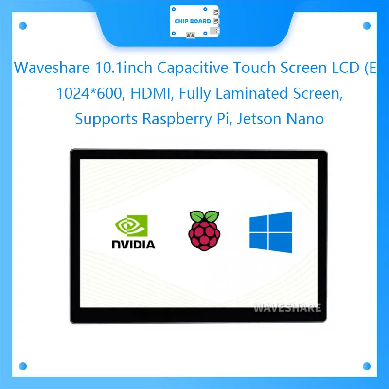 Waveshare 10.1inch Capacitive Touch Screen LCD (E), 1024*600, HDMI, Fully Laminated Screen, Supports Raspberry Pi, Jetson Nano
