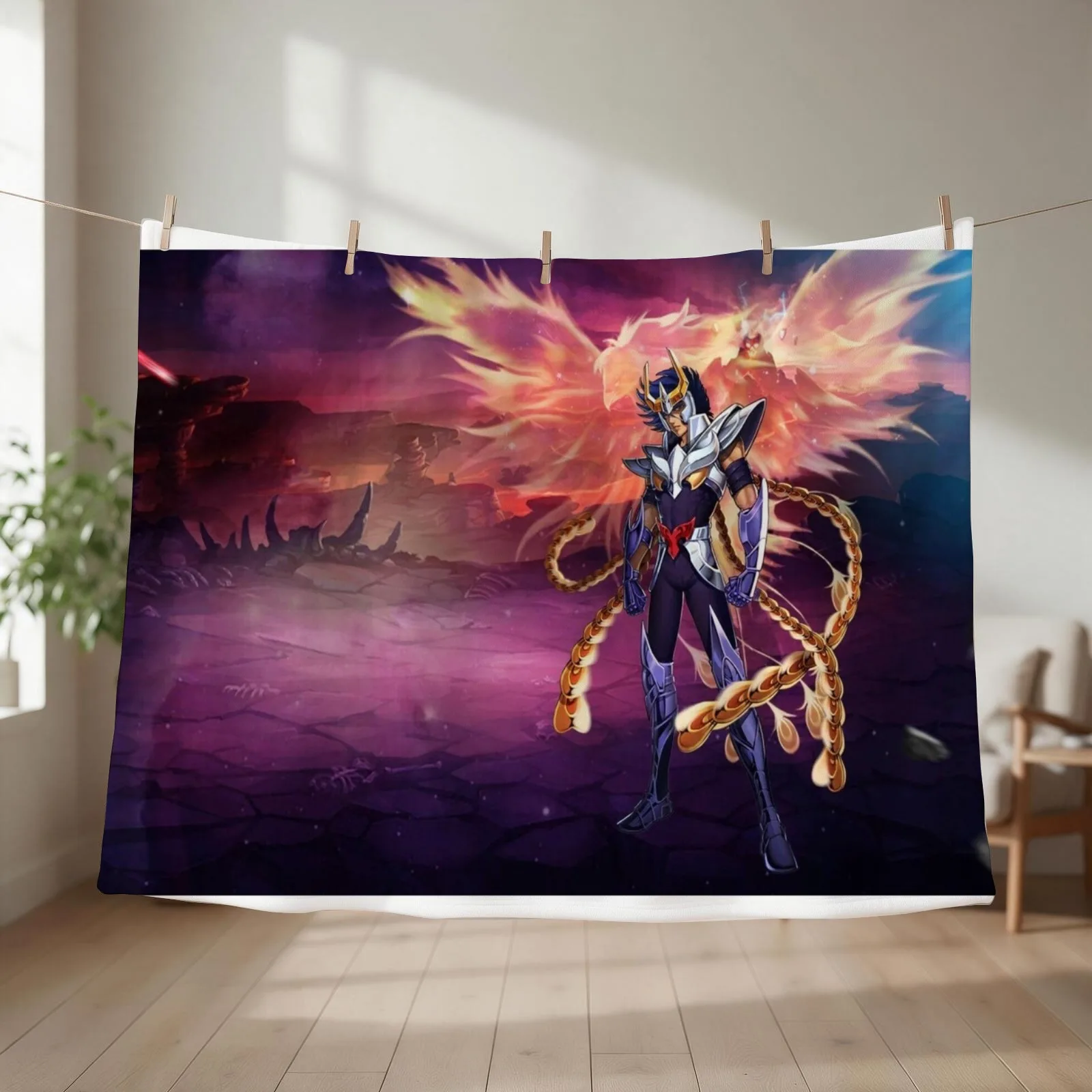 Saint Seiya Knights of the Zodiac Ikki Phoenix Throw Blanket Luxury Throw Softest blankets ands Loose Blankets