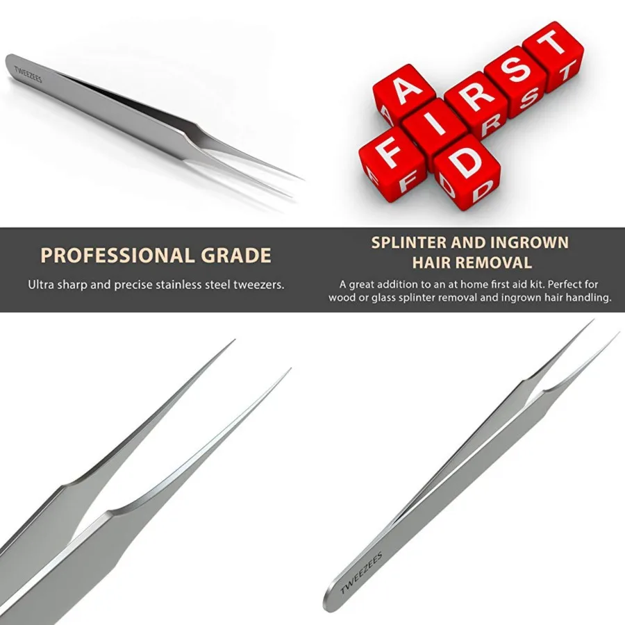 Ingrown Hair Tweezers Pointed Tip Precision Stainless Steel Extra Sharp and Perfectly Aligned for Ingrown Hair Treatment Splint