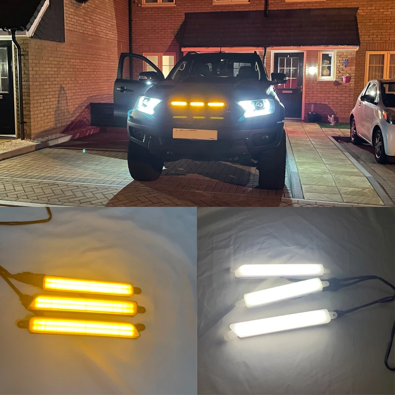 

3 PCS/SET LED DRL DAYTIME LIGHTS FRONT MESH MASK COVER LED BAR LIGHTTING FOG LAMP LAMPS FIT FOR RANGER t7 T8 EVEREST grill LIGHT