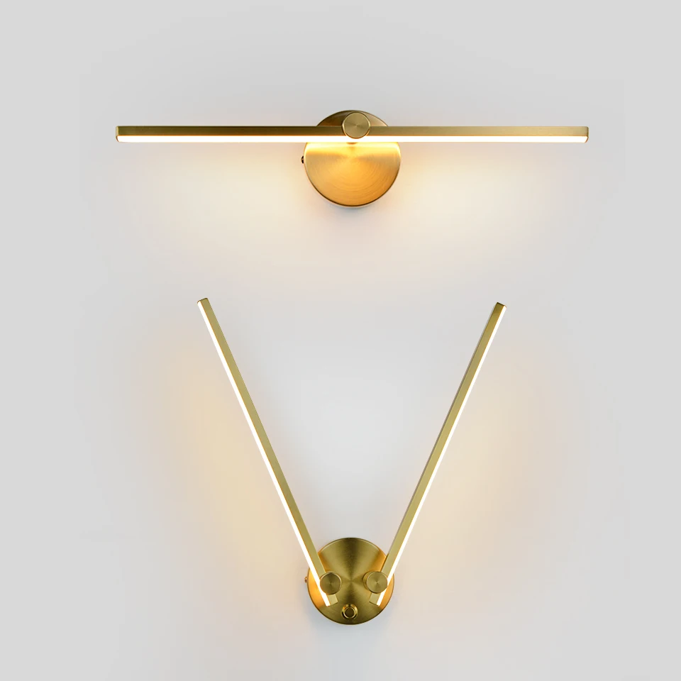 Applique LED minimaliste Or 300 °   Applique murale rotative librement réglable, lumières pour salon, chambre à coucher, salle de bain, miroir, décoration de maison