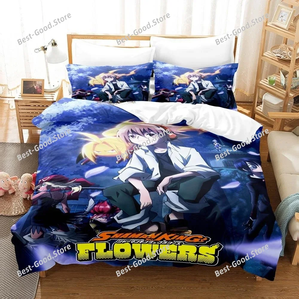 Personality 3D Printing Shaman King Bedding Set Cartoon Anime three-piece Set Adult Kid Bedroom Duvet Cover Sets Home Textiles