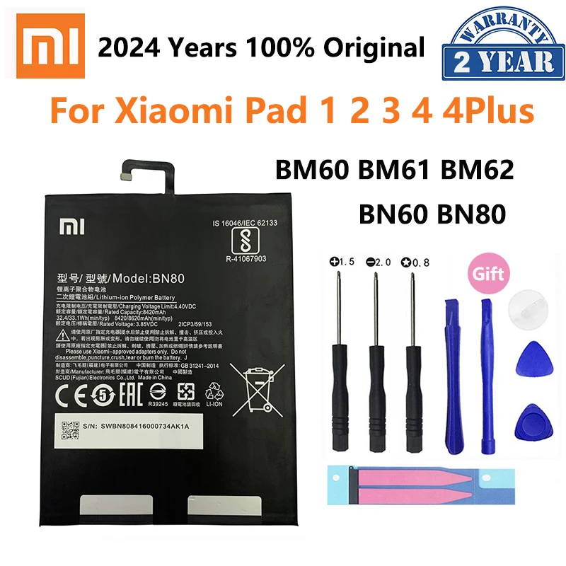 100% Originele Tablet Bm60 Bm61 Bm62 Bn60 Bn80 Batterij Voor Xiaomi Mi Pad Mipad 1 2 3 4 Plus Vervangende Batterijen Bateria