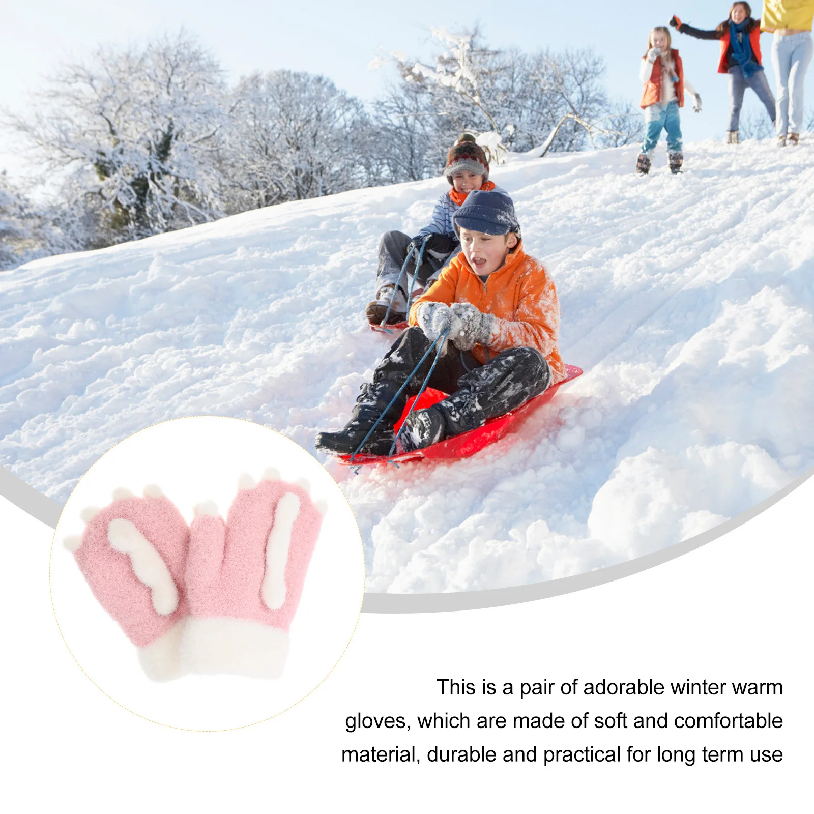 

1Pair Kids Winter Gloves Cashmere Warm Full Finger Thick Outdoor Windproof Gloves Soft Comfortable for Cold Days