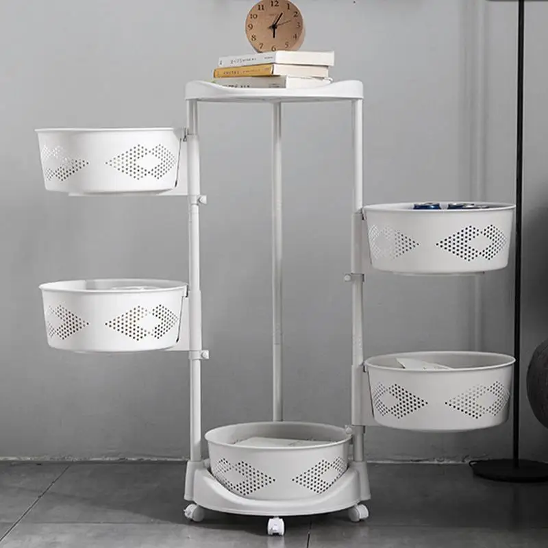 

Kitchen Rotating Storage Rack Shelves Organizer Vegetable Rolling Storage Cart Fruit Basket Convenient Vegetable Storage Baskets