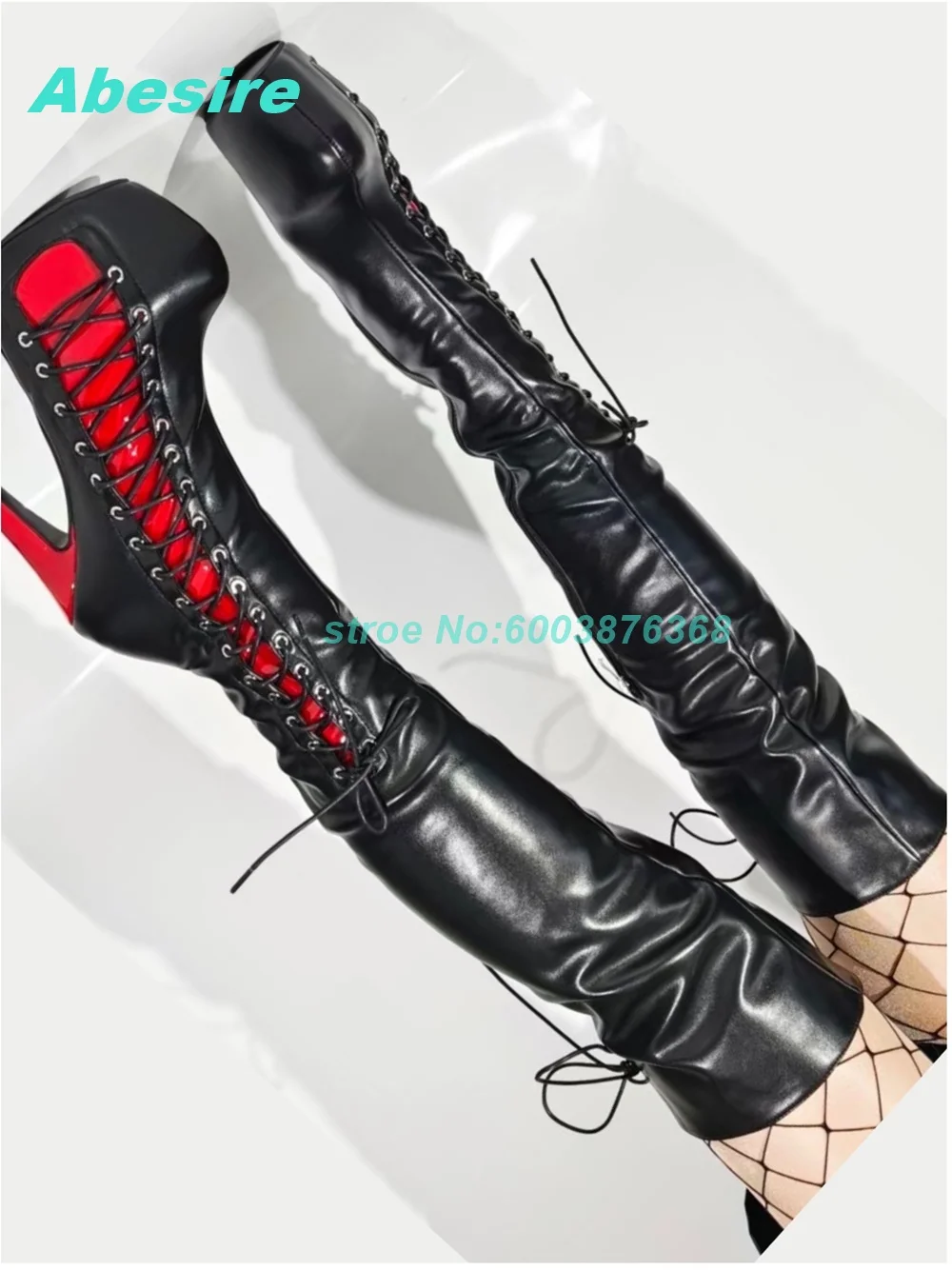 

Разноцветные лоскутные ботинки выше колена на платформе с кросс-шнуровкой и молнией, на шпильке, для женщин, в стиле Spicy Girls, сексуальные модные туфли, новинка