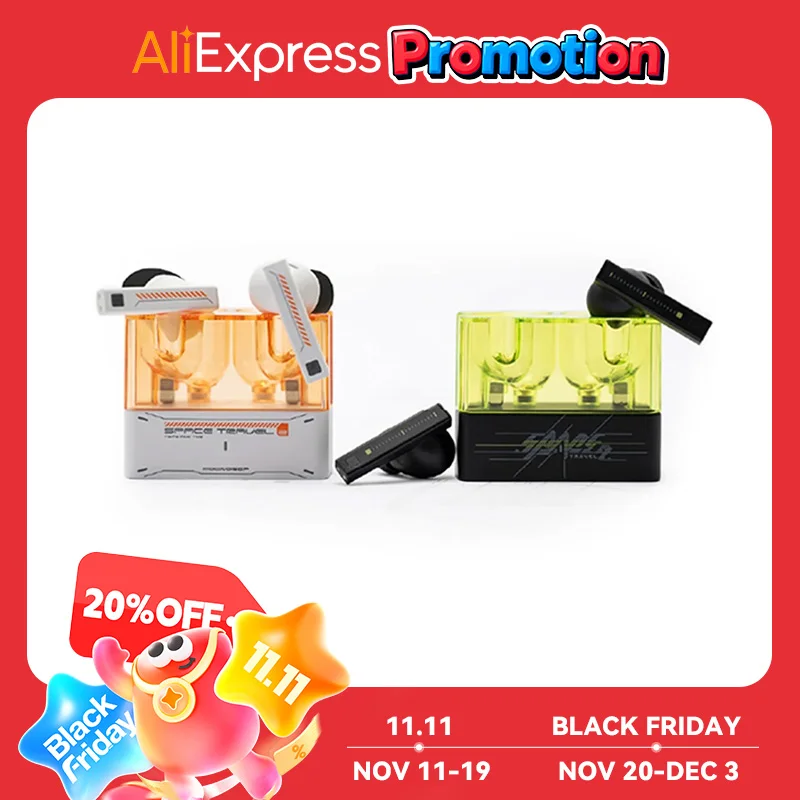 MOONDROP Space Travel 2 Auricolare wireless TWS HiFi con cancellazione del rumore Bluetooth 6.0 ANC Modalità gioco a bassa latenza SBC/AAC