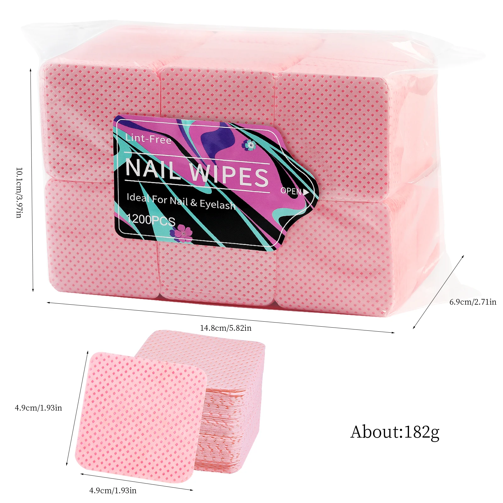 1200pcs Lint-free Nail Polish Remover Napkin Colorful Cotton Wipes Paper Pads UV Gel Dust Cleaner Cleaning For Manicure Tool