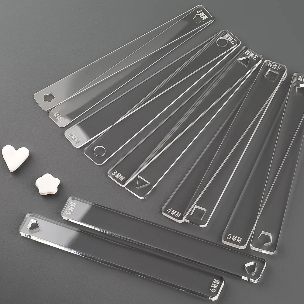 12 Transparent Acrylic Thickness Balance Rulers, Soft Clay Levelers, With Two Of Each Thickness: 1, 2, 3, 4, 5, And 6 Millimeter