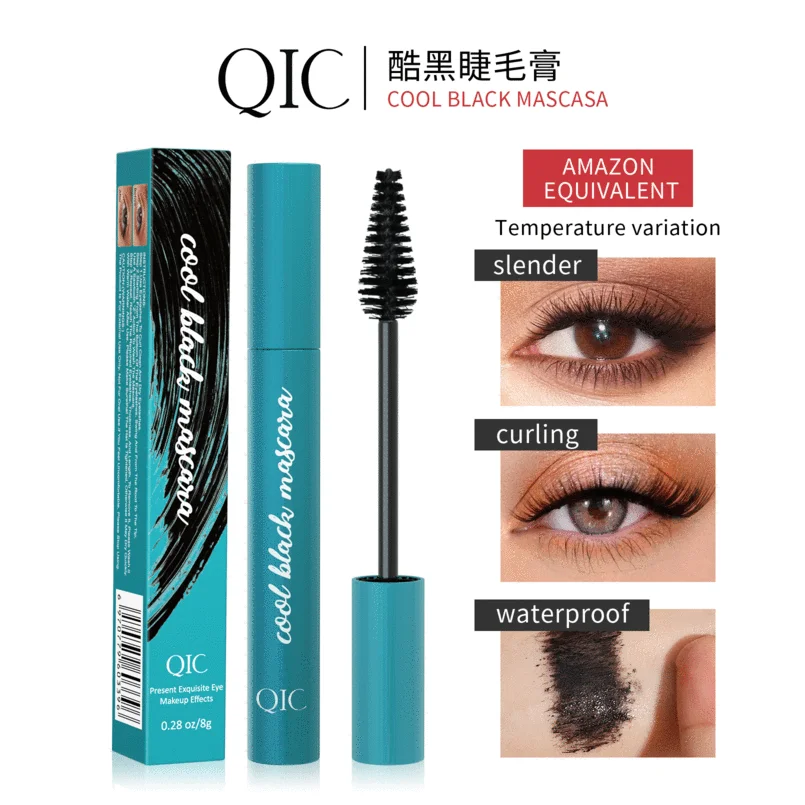 Qic Zwarte Mascara Curling Wimper Verlenging Mascara Wimpers Dikke Make-Up Wimpers Cosmetica Pen Oog Make-Up Borstel Tool