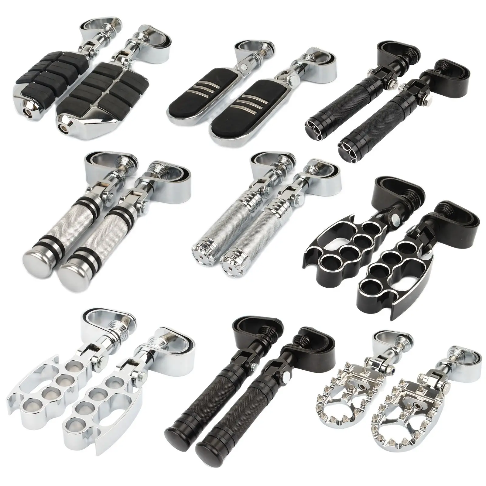 25mm-32mm Motorcycle Highway Pegs Crash Bar Clamp Mount Engine Guard Foot pegs Footrest For Harley Sportster Softail Chopper