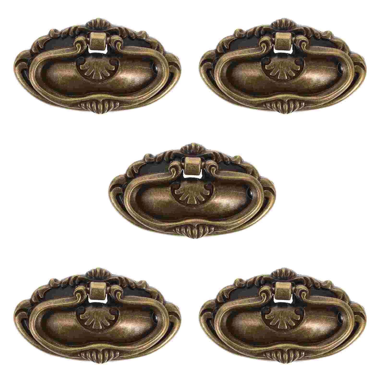 

5 Sets 78x43MM Alloy Drawing Box Wooden Case Handles Drawer Knobs Vintage Gold Pulls for Closet Kitchen Doors Rust