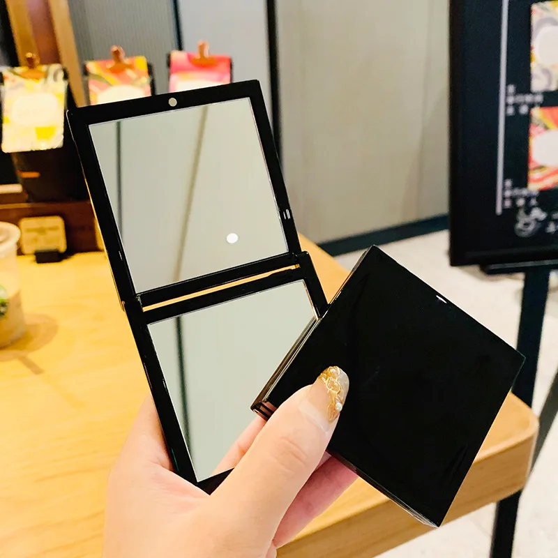 Thương Hiệu Mini Vuông Tròn Gương Trang Điểm Cầm Tay Gương 2 Mặt Trang Điểm Vanity Mirror Có Thể Gấp Gọn Bỏ Túi Nhỏ Gọn Gương